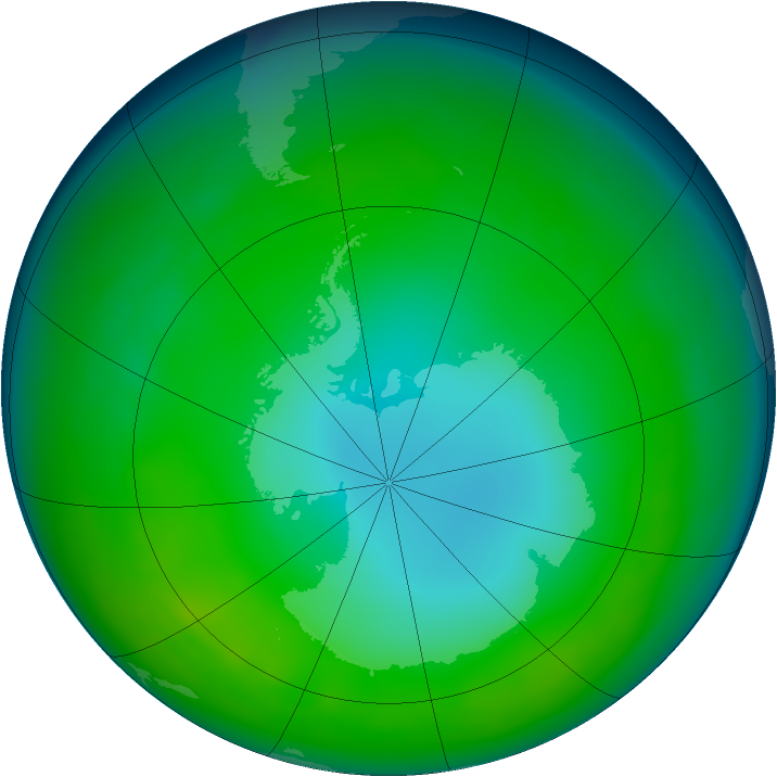 Antarctic ozone map for June 2015